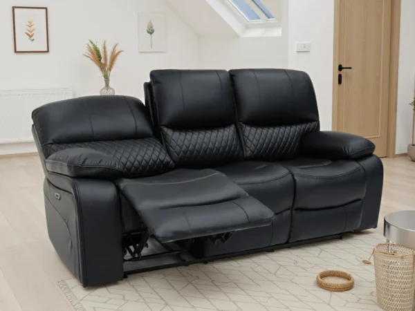 Orla Electric Recliner Sofa Black 3 Seater
