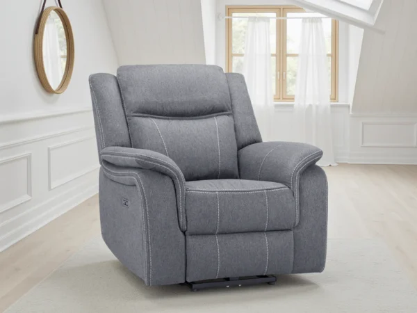 Galaxy Tech Electric Recliner Armchair Grey Fabric