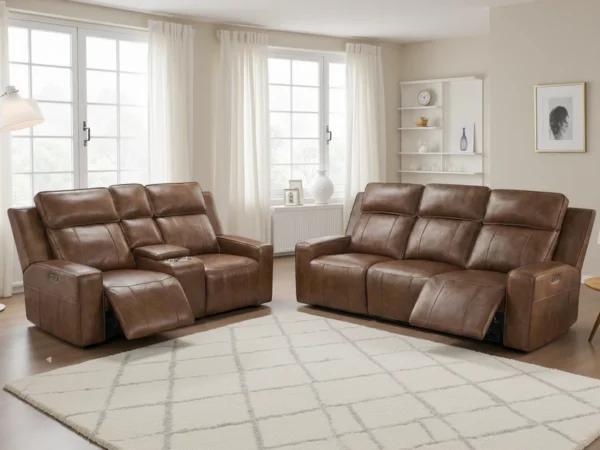 Barcelona Electric Recliner Sofa Brown 3+2 Set