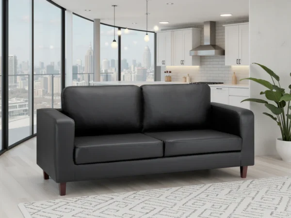 Box Sofa Black 3 Seater