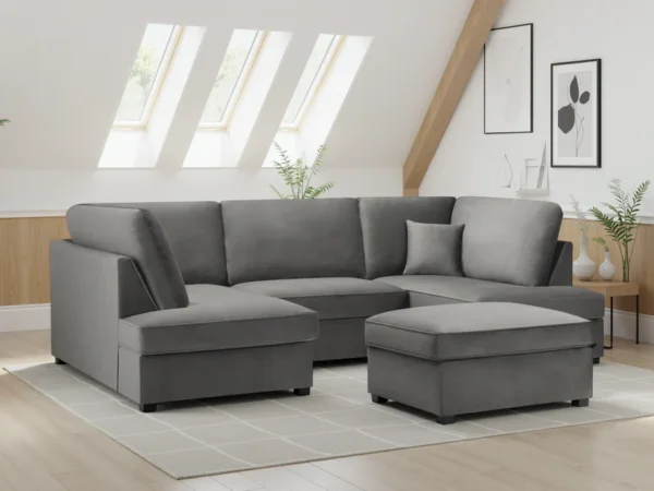 Carnaby Sofa Plush Grey U Shape Corner