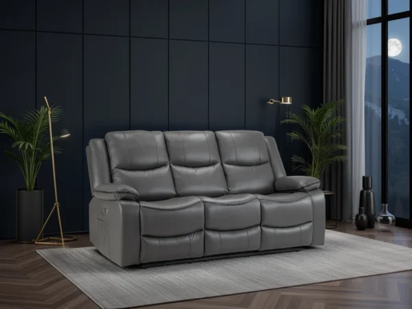 Harald Electric Recliner Sofa Grey 3 Seater