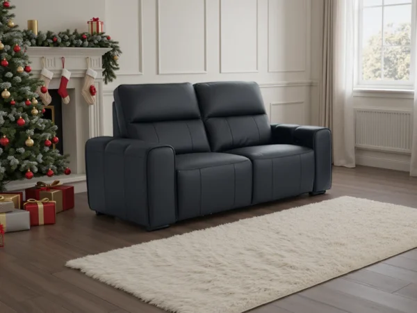 Bellagio Genuine Leather Electric Recliner Sofa Black 2 Seater