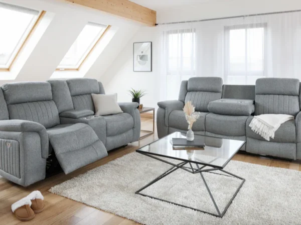 Linden Electric Recliner Sofa Grey 3+2 Set