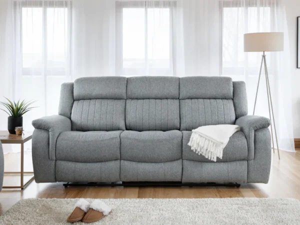 Linden Electric Recliner Sofa Grey 3 Seater
