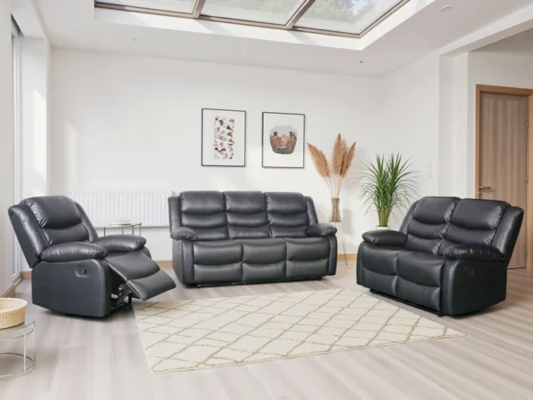 Conrad Manual Recliner Sofa Black 3+2+1 Set